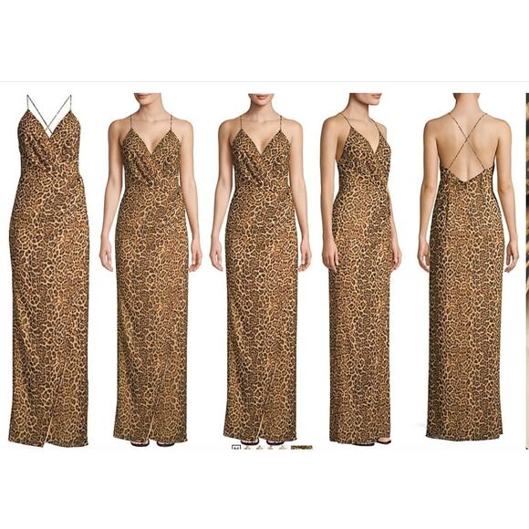 Jay Godfrey Leopard Print Maxi Dress Size 6 Strappy Evening Gown - Picture 7 of 9